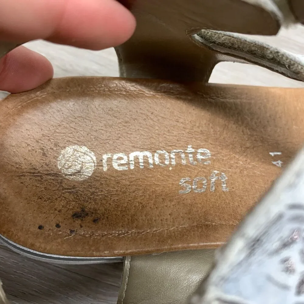 Remonte Soft Metallic Silver‎ Wedge Sandals Womens Size 41 US 10